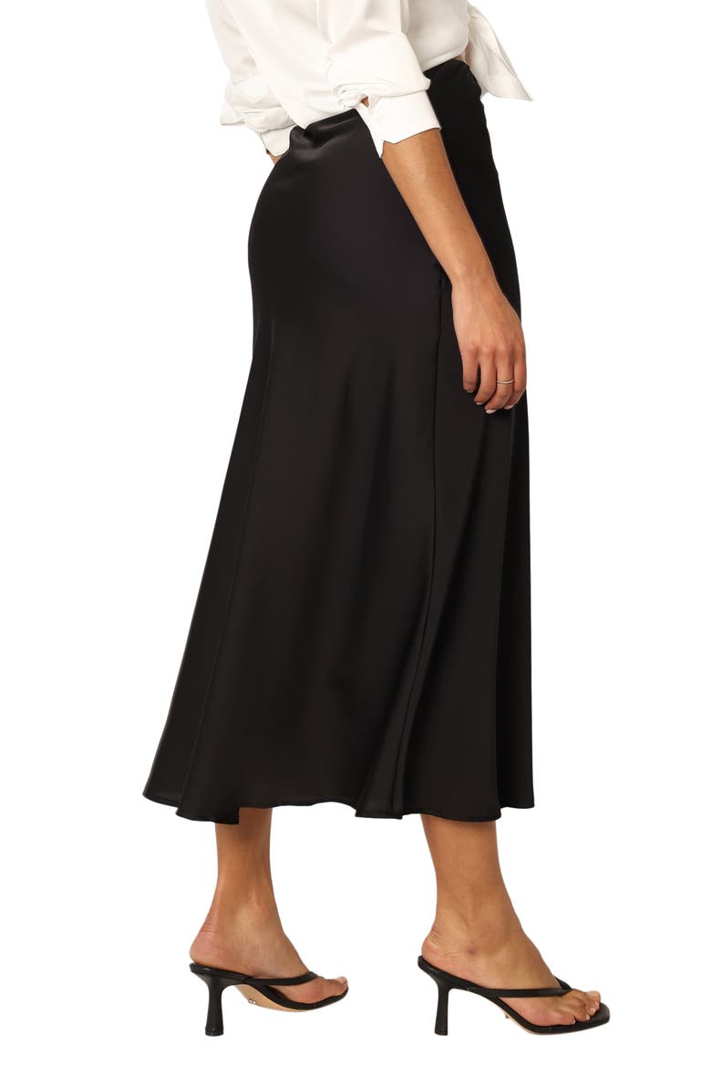 Nellie Satin Maxi Skirt, Alternate, color, BLACK