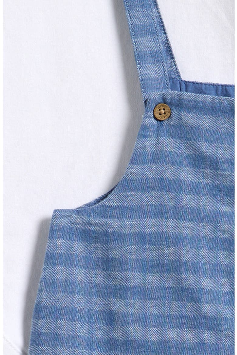 Gingham Denim Romper & Bodysuit Set, Alternate, color, BLUE