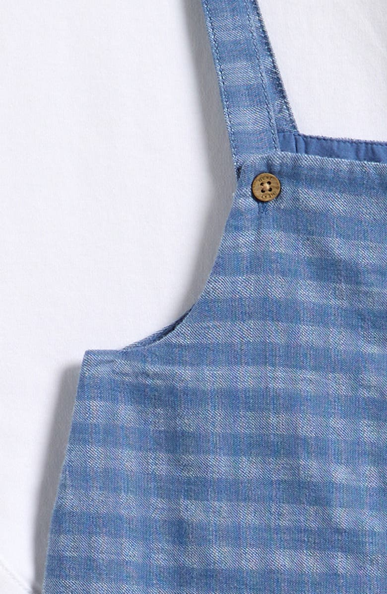 NEXT Gingham Denim Romper & Bodysuit Set, Alternate, color, Blue