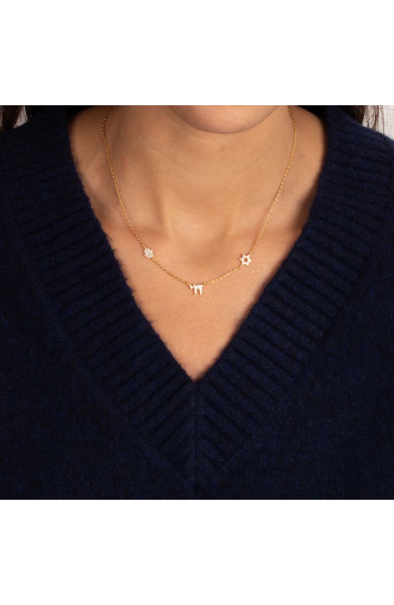 BY ADINA EDEN Jewish Pave Charms Necklace, Alternate, color, Gold