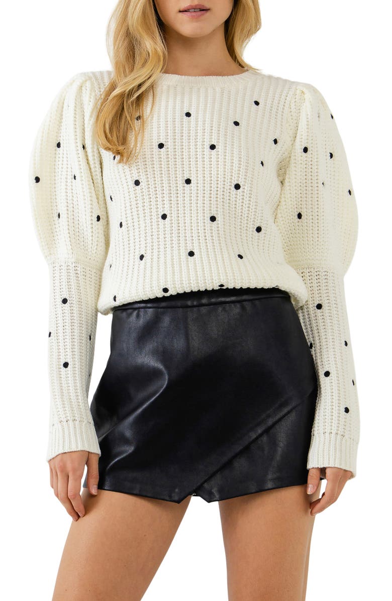 English Factory Faux Leather Mini Skort, Alternate, color, 