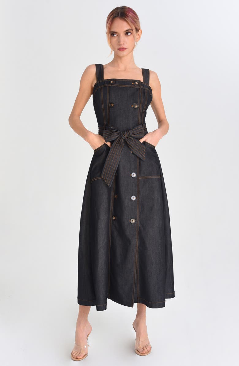 CIEBON Drew Seamed Denim Maxi Dress, Alternate, color, Denim Blue