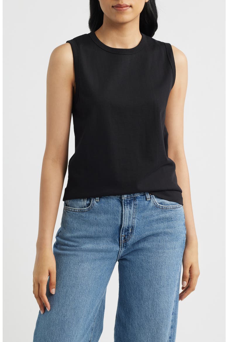Cotton Muscle Tank, Main, color, BLACK