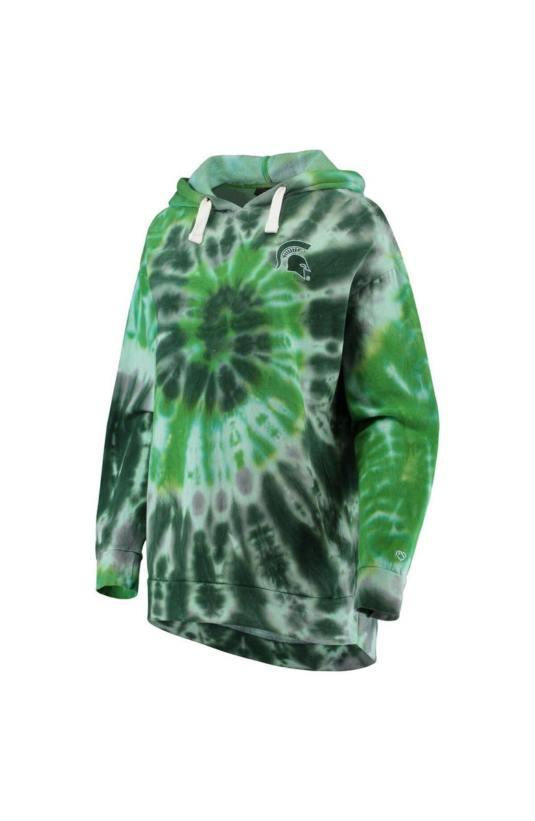 COLOSSEUM Women's Colosseum Green Michigan State Spartans Slow Ride Spiral Tie-Dye Oversized Pullover Hoodie, Alternate, color, 