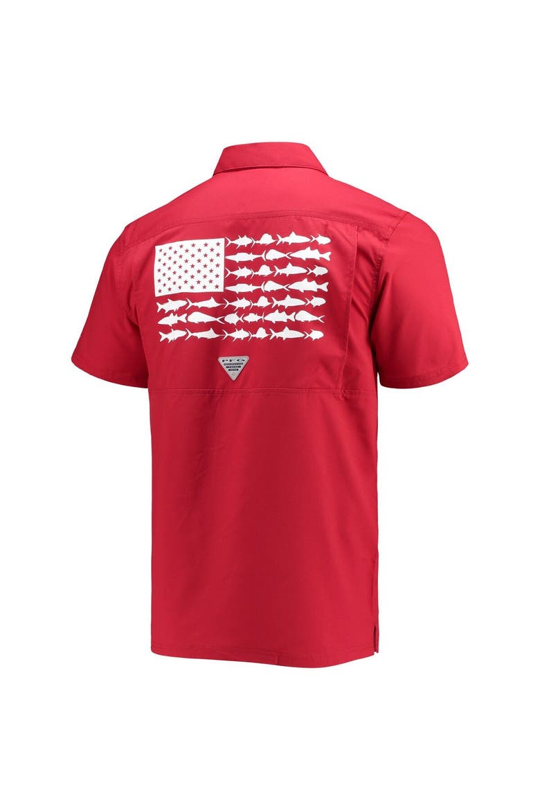 Men's Columbia PFG Crimson Alabama Crimson Tide Slack Tide Camp Button-Up Shirt, Alternate, color, Crimson