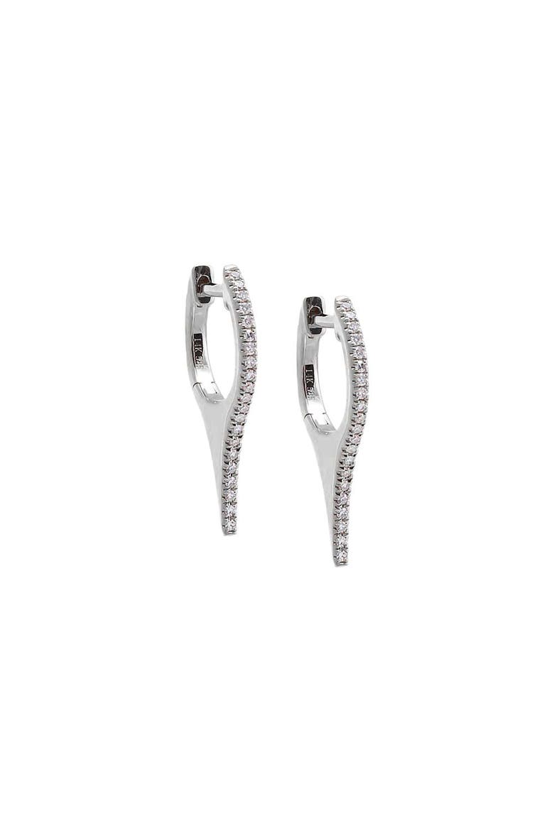 Diamond Pave Elongated Spike Huggie Earring 14K, Main, color, 14K White Gold - 20 MM / Pair