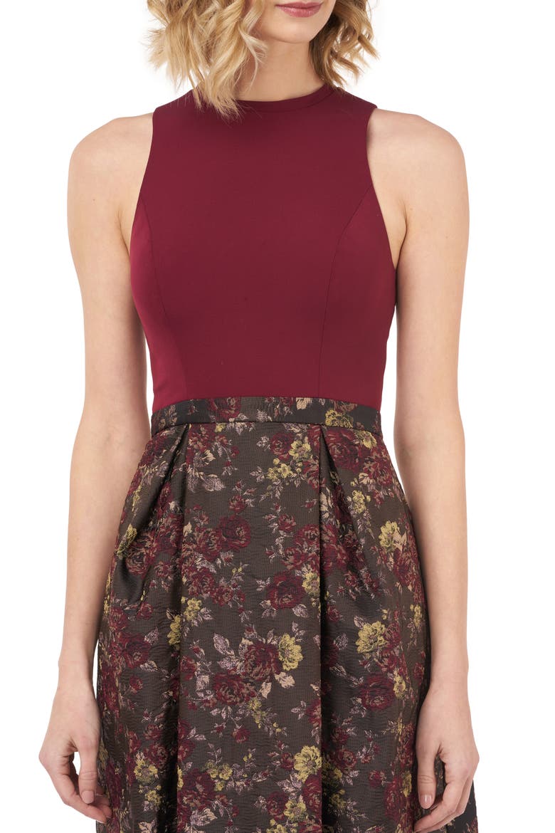 Mikela Floral Ballgown, Alternate, color, BURGUNDY MULTI
