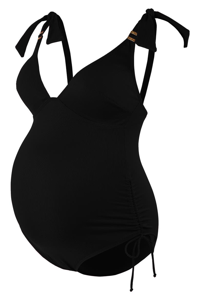 Porto vecchio maternity swimsuit, Alternate, color, BLACK