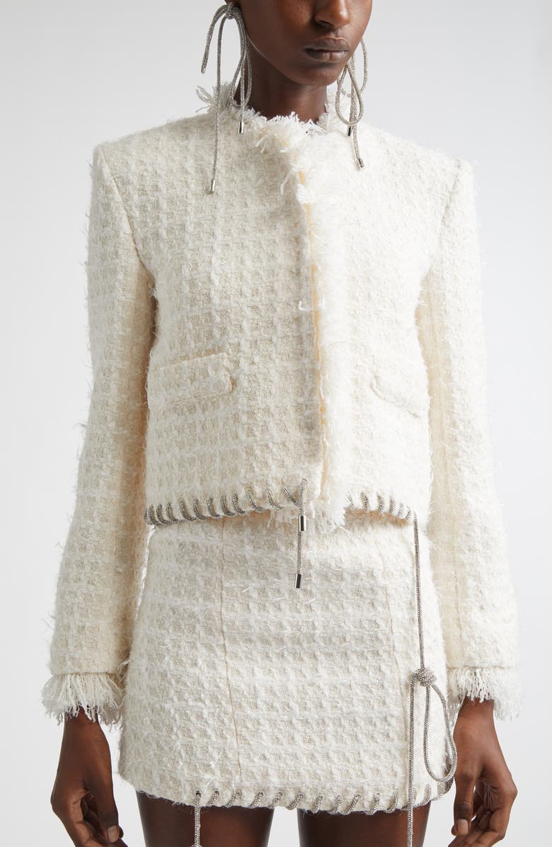 Area Tweed Lady Jacket, Alternate, color, Cream White