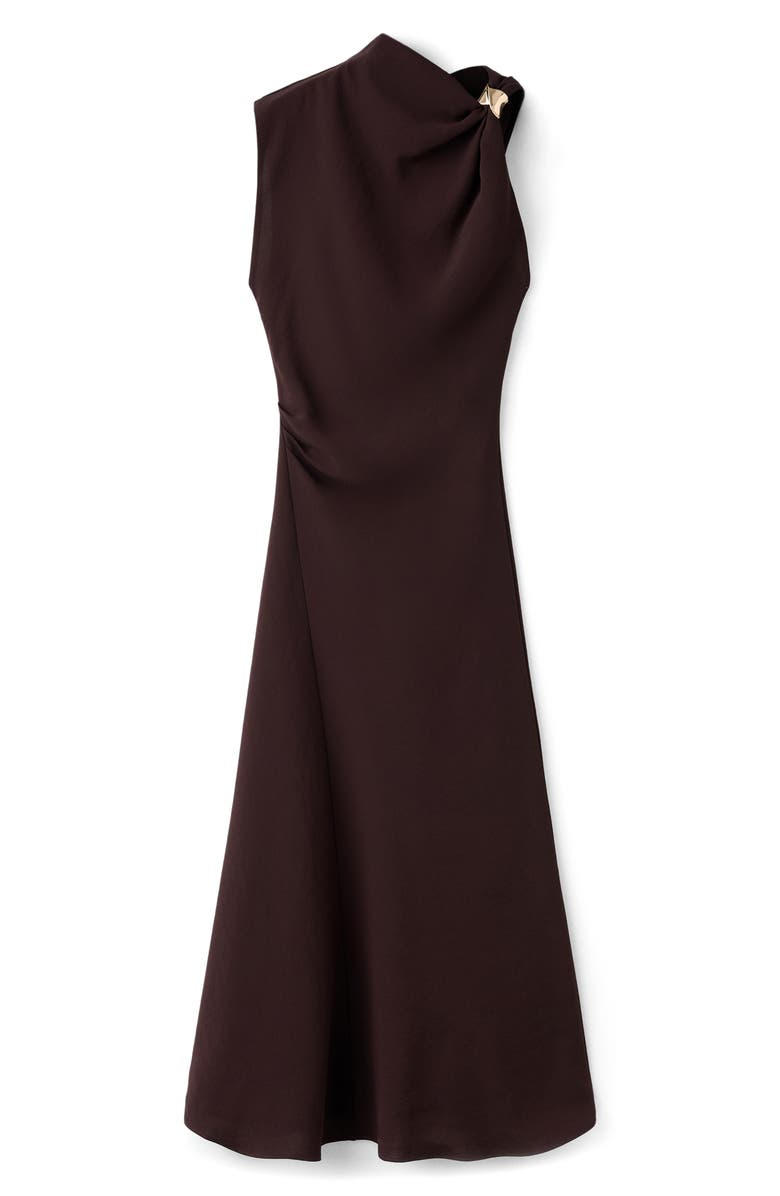 MANGO Asymmetric Neck Dress, Main, color, Brown