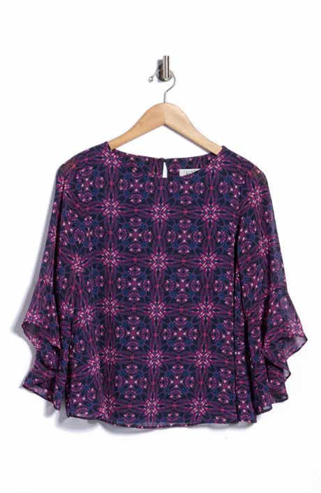 Ruffle Sleeve Print Top