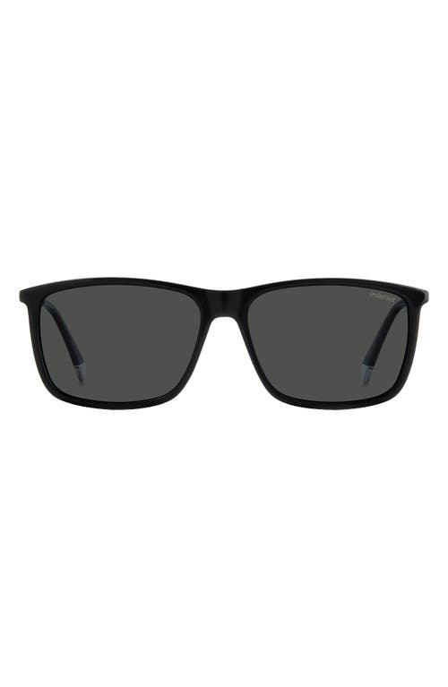 Polaroid 59mm Polarized Rectangular Sunglasses in Black/Grey Polarized