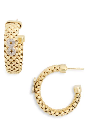 Meshmerise Diamond Infinity Woven Hoop Earrings In Yellow