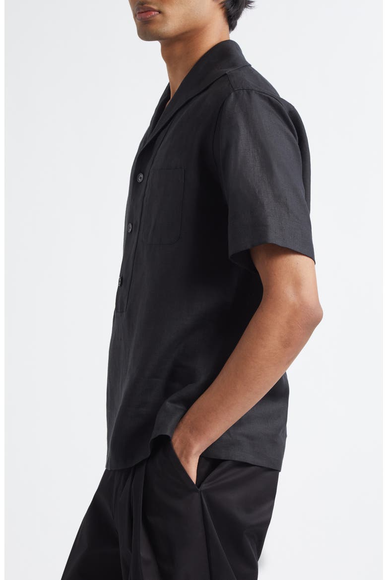 Short Sleeve Linen Shirt, Alternate, color, N0000 BLACK
