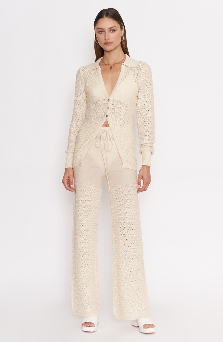 4SI3NNA Millie Pointelle Cardigan, Alternate, color, Natural