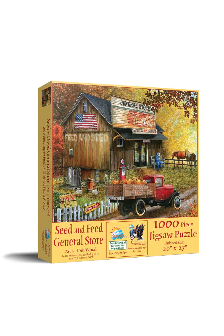 Feed and Seed General Store 1000 piece Jigsaw Puzzle for Adults, Main, color, Multicolor
