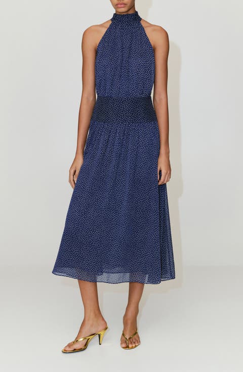 Polka Dot Halter Midi Dress