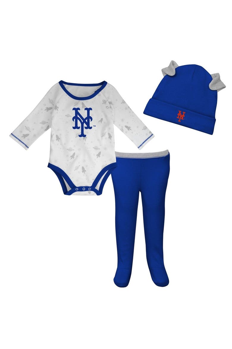 Newborn & Infant Royal/White New York Mets Dream Team Bodysuit Hat & Footed Pants Set, Main, color, Royal