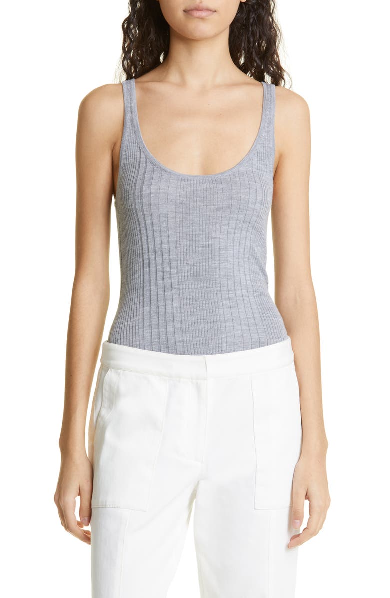 TWP Second Base Silk Blend Tank Top, Main, color, Medium Heather Grey
