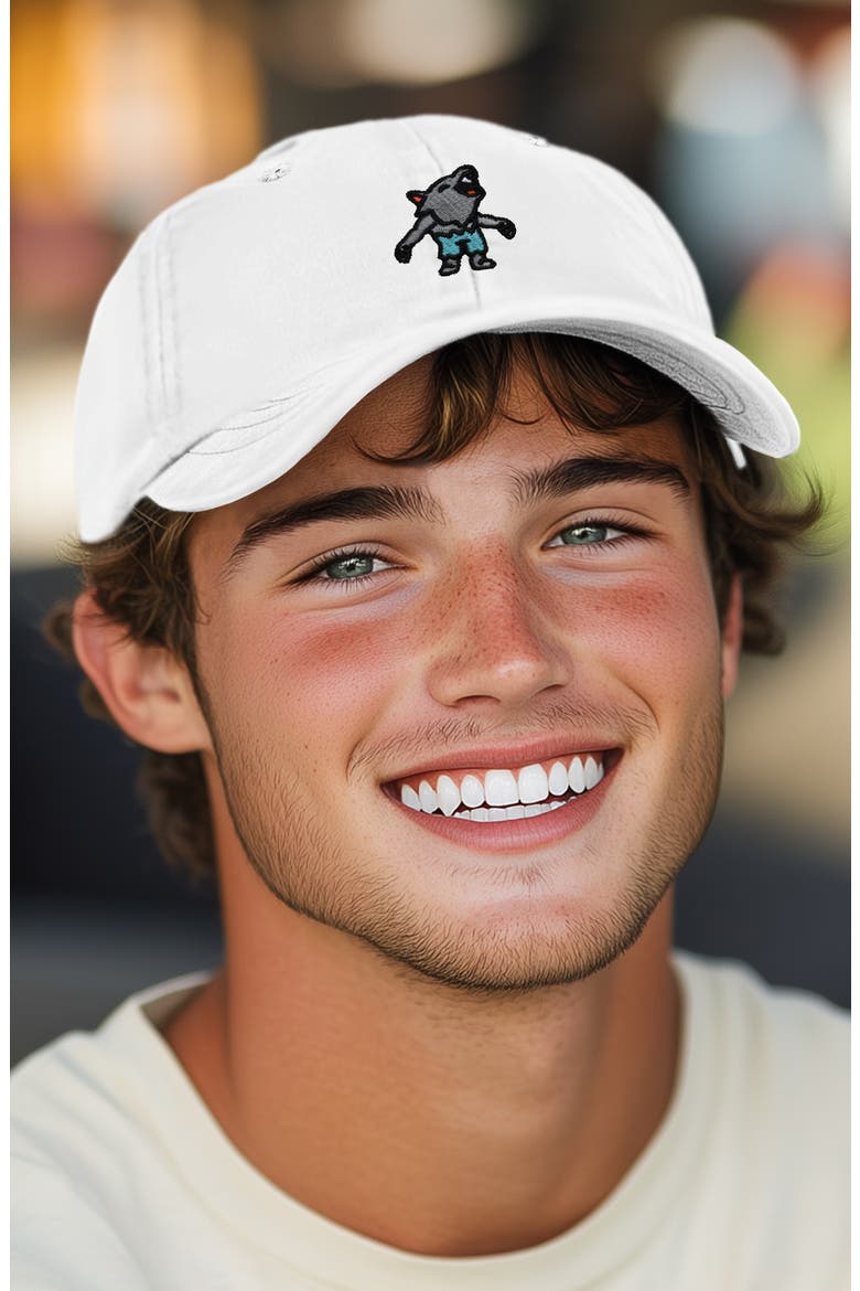 Werewolf Embroidered Dad Hat, Alternate, color, White
