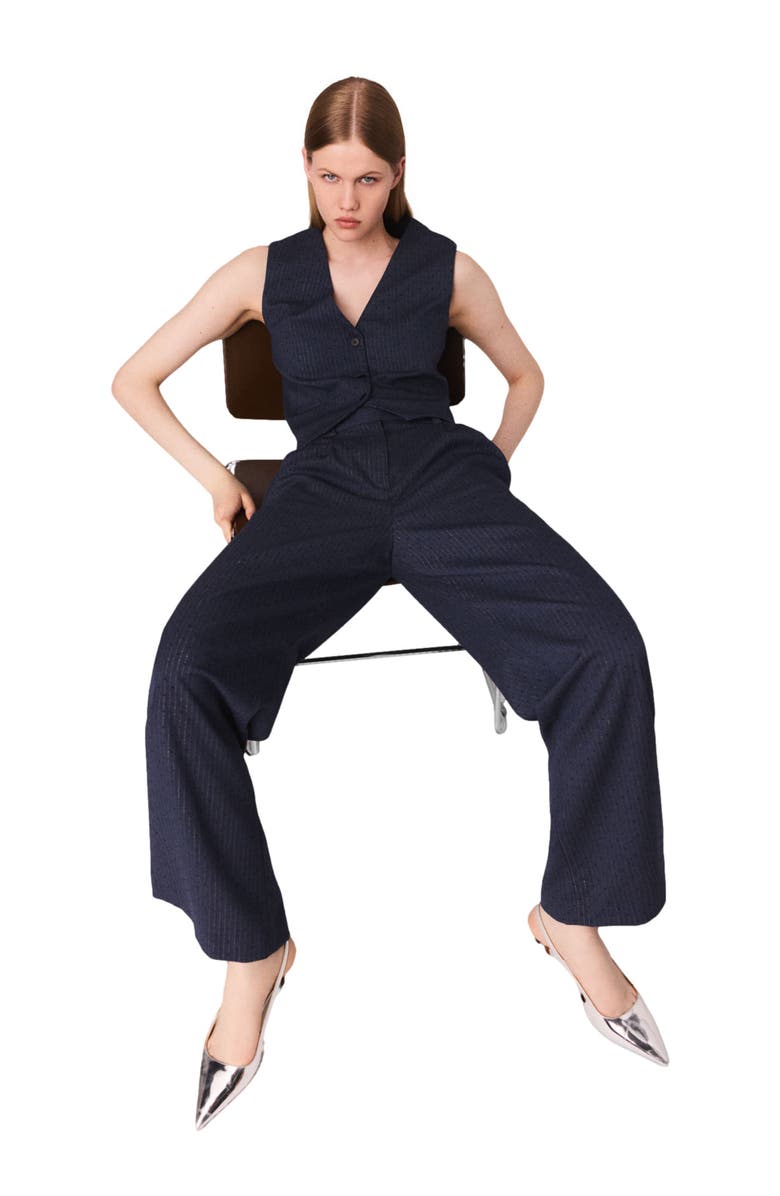 maje Rhinestone suit trousers with pleats, Alternate, color, Blue