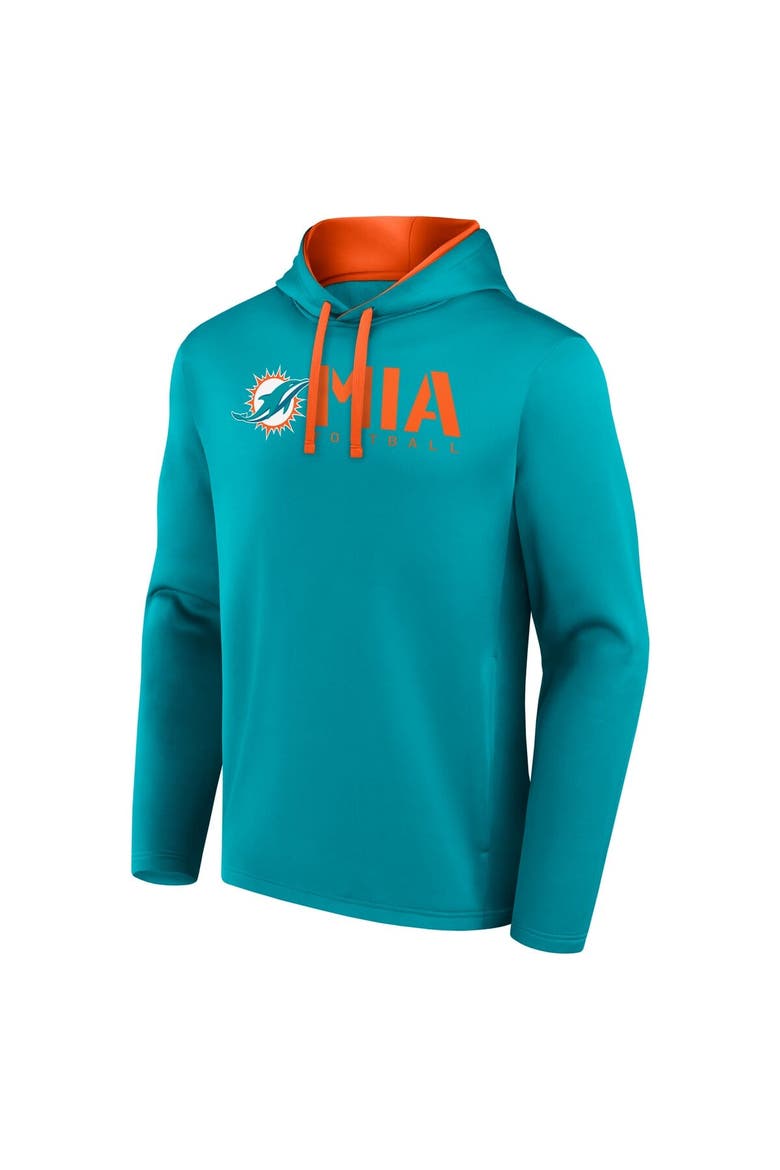 Men's Logo Athletic Aqua Miami Dolphins Head Start Pullover Hoodie, Alternate, color, Aqua