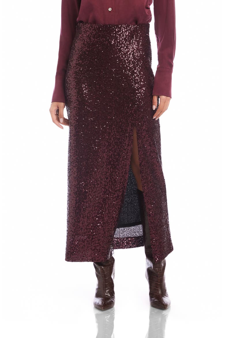 Cora Sequin Midi Skirt, Main, color, EGGPLANT