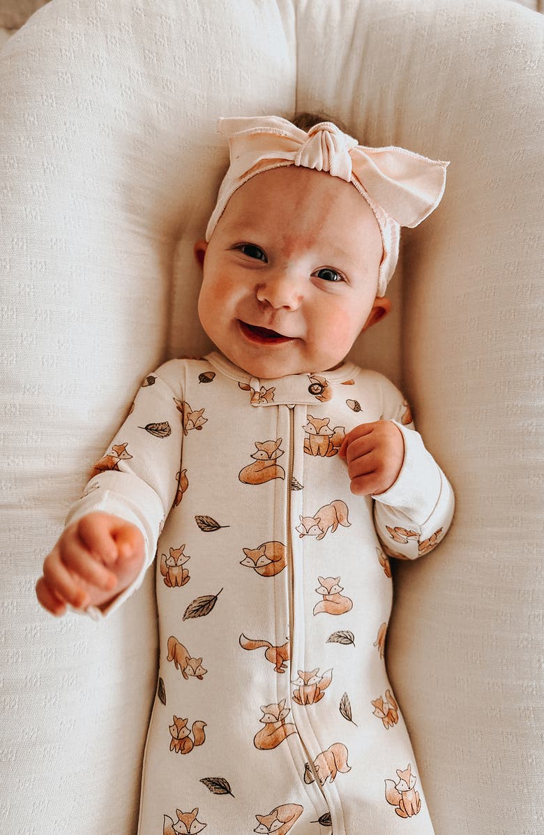 L'ovedbaby Organic Cotton Two-Way Zip Footie, Alternate, color, Foxy