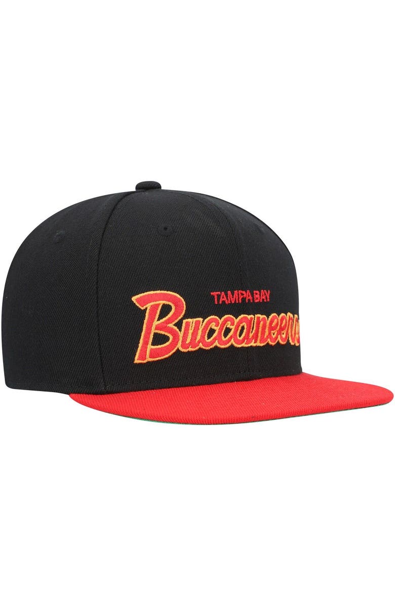Mitchell & Ness Youth Mitchell & Ness Black/Red Tampa Bay Buccaneers Team Script Snapback Hat, Alternate, color, Black