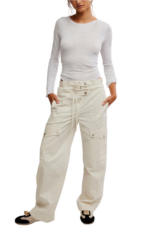 Shop Free People Park Ave Cotton Cargo Pants In Ivory