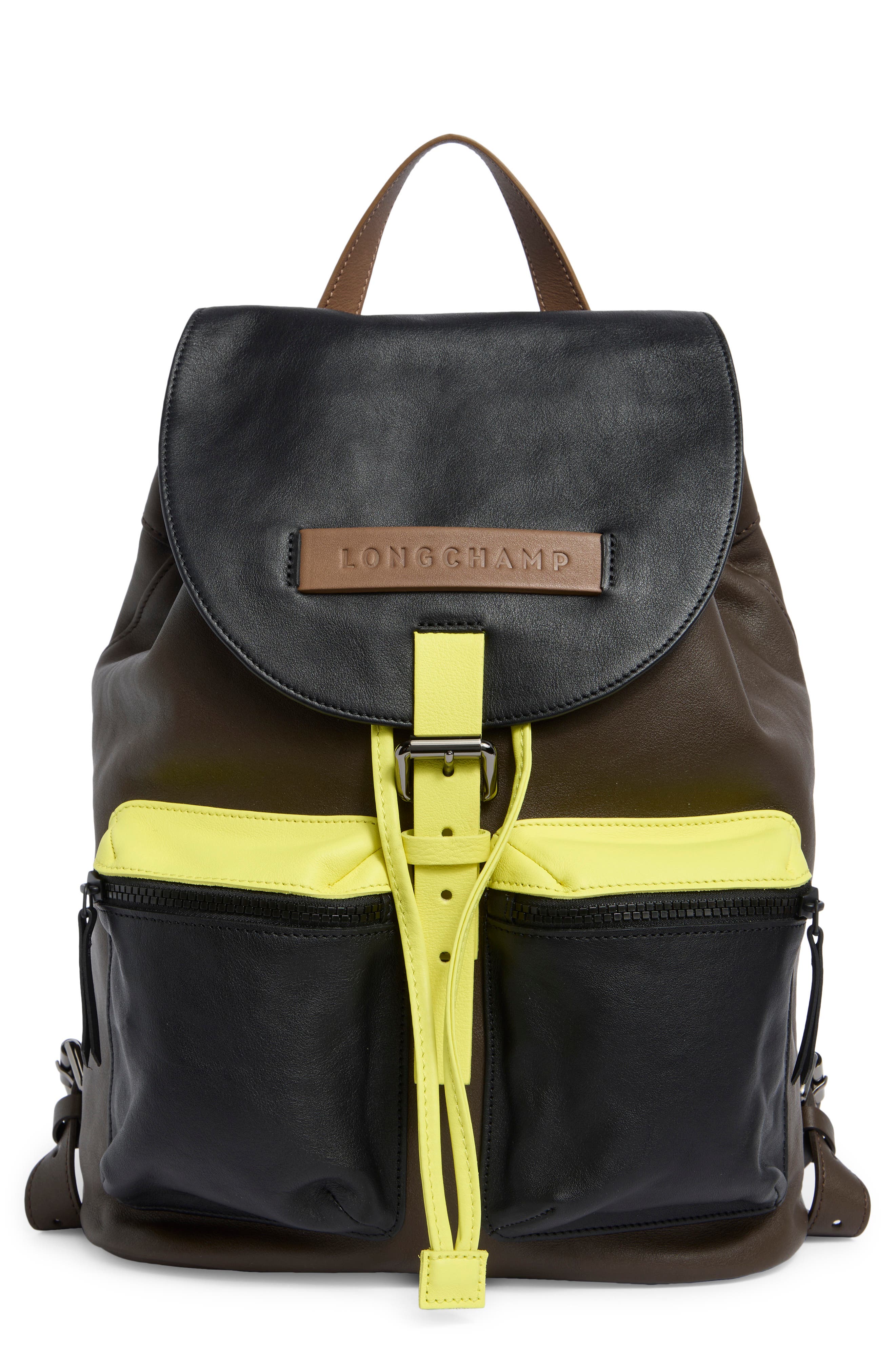 Longchamp Medium 3D Colorblock Leather Backpack, Main, color, Terra