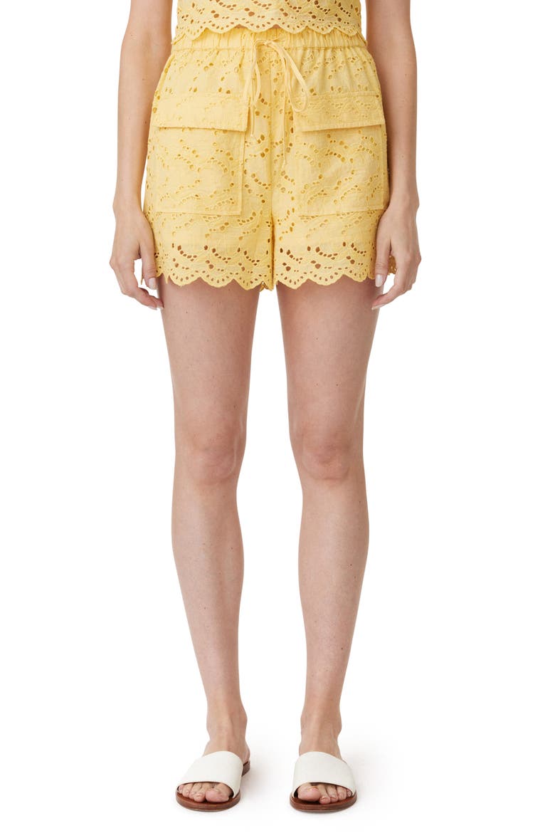 Embroidered Eyelet Cotton Cargo Shorts, Main, color, SUNLIGHT