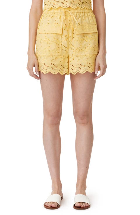 Embroidered Eyelet Cotton Cargo Shorts