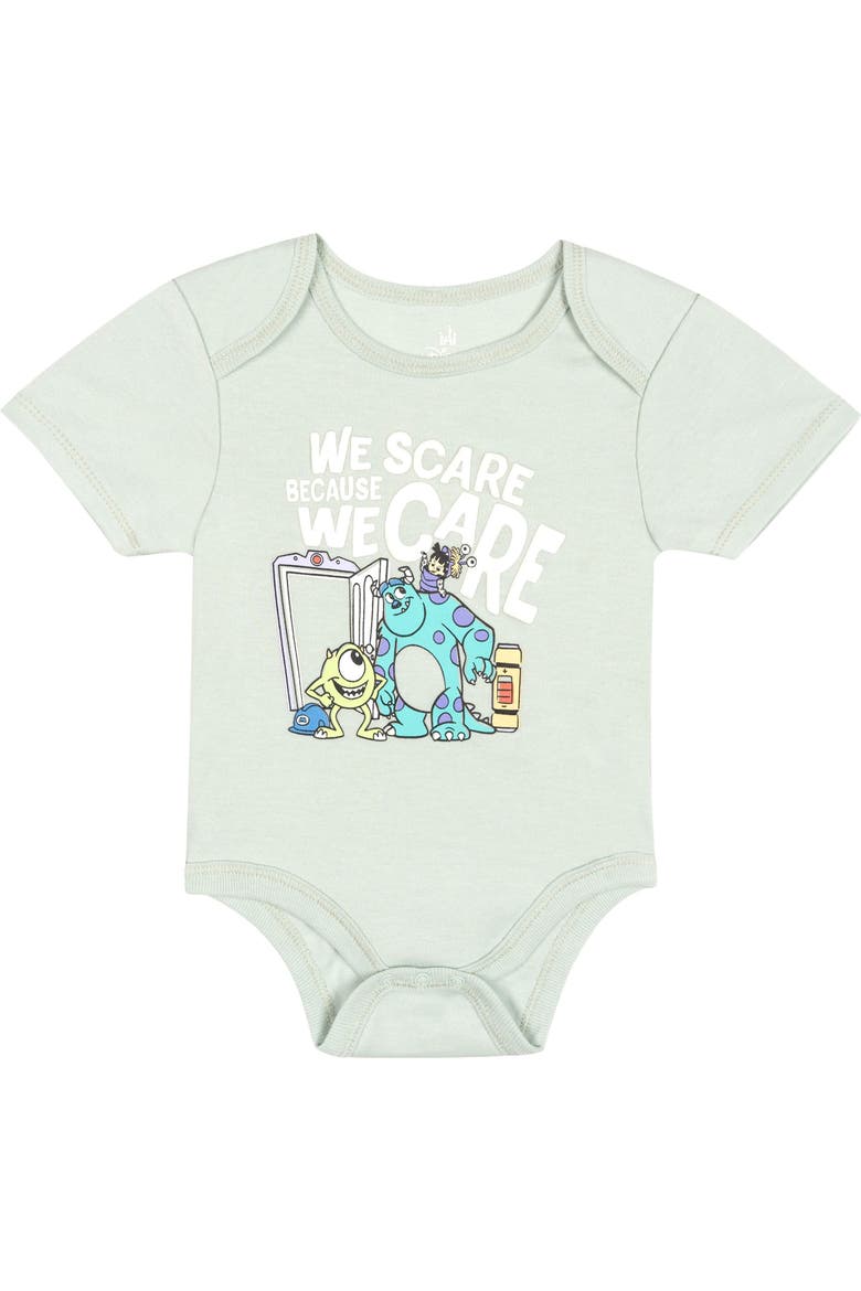 Pixar Boys' 3-pack Short Sleeve Bodysuits (baby), Alternate, color, Mint Blue Monsters Inc