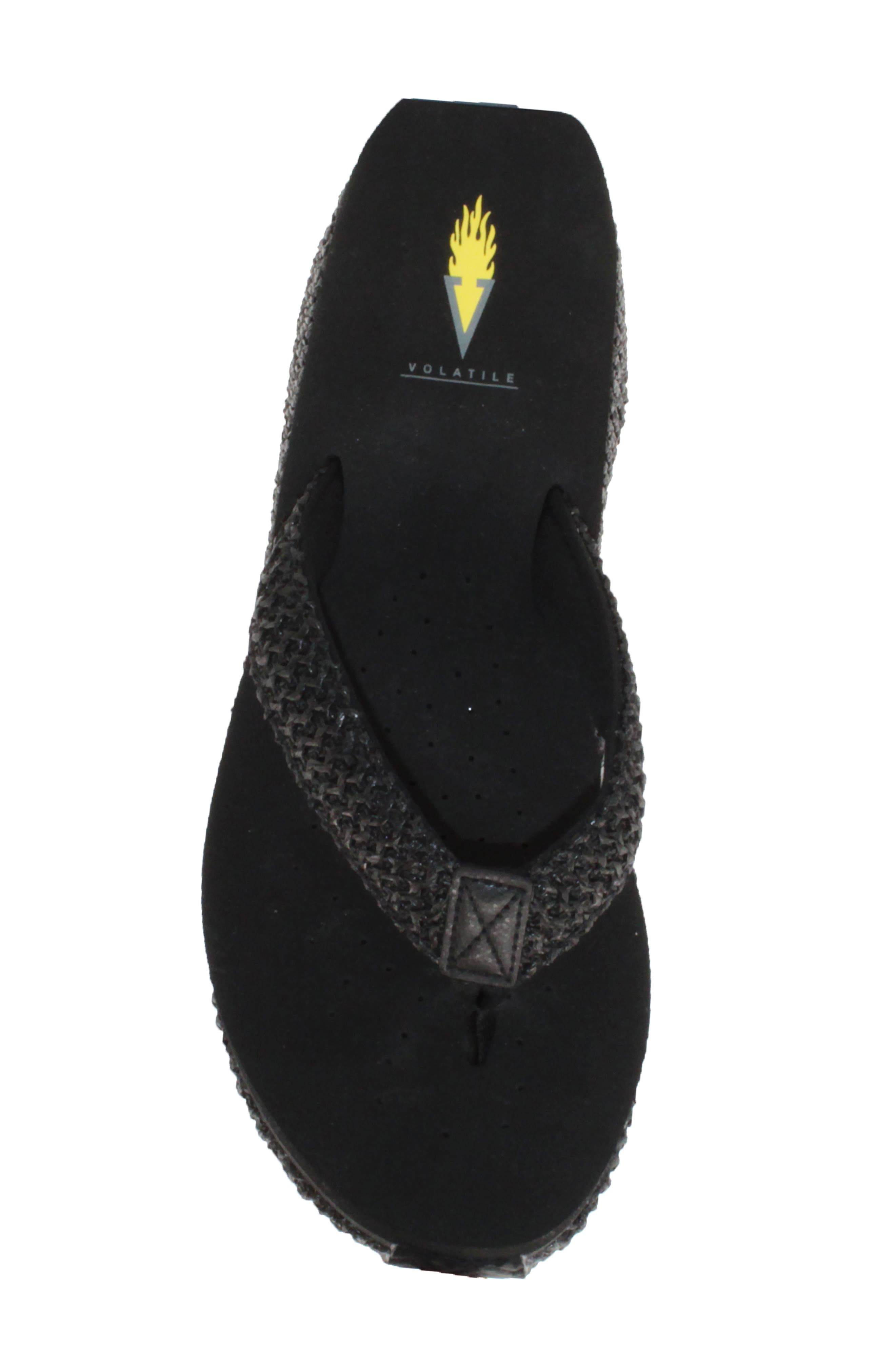 Volatile Island Platform Flip Flop, Alternate, color, Black Raffia Fabric