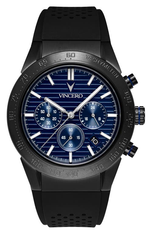 Vincero The Rogue Chronograph Silicone Strap Watch, 43mm In Blue Metallic
