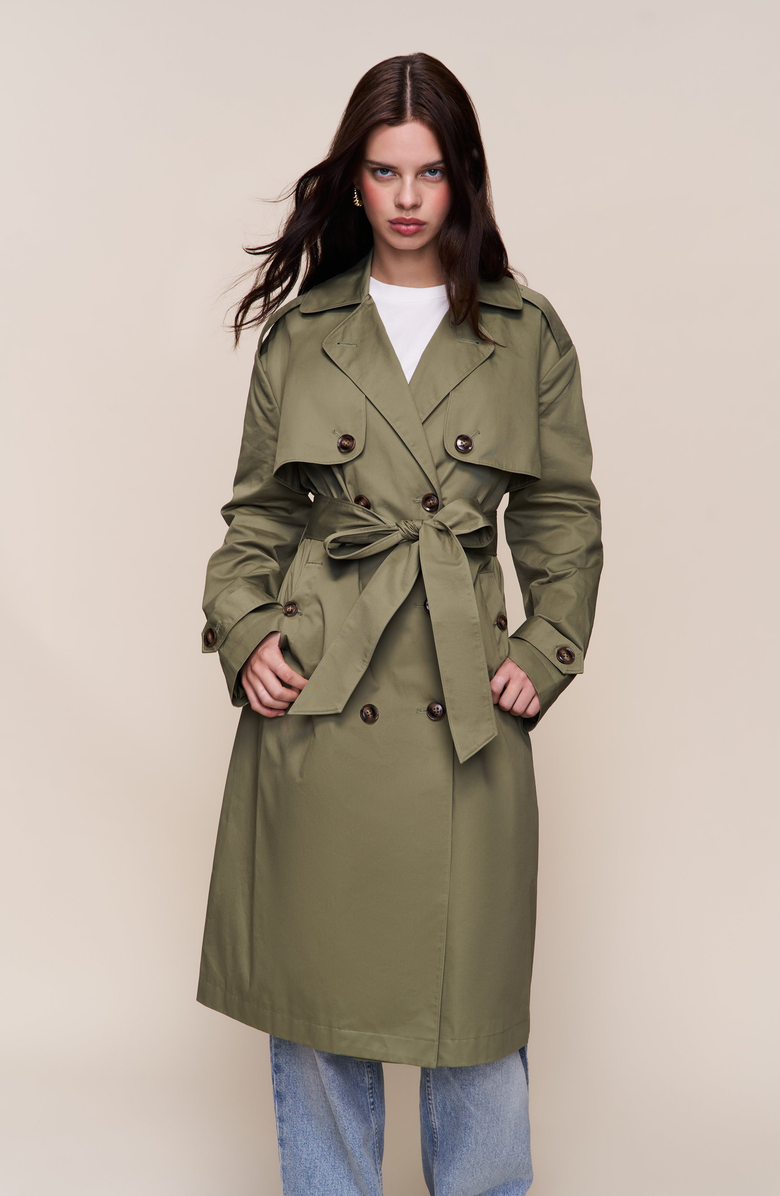 Guizio Classic Trench Coat, Alternate, color, Olive