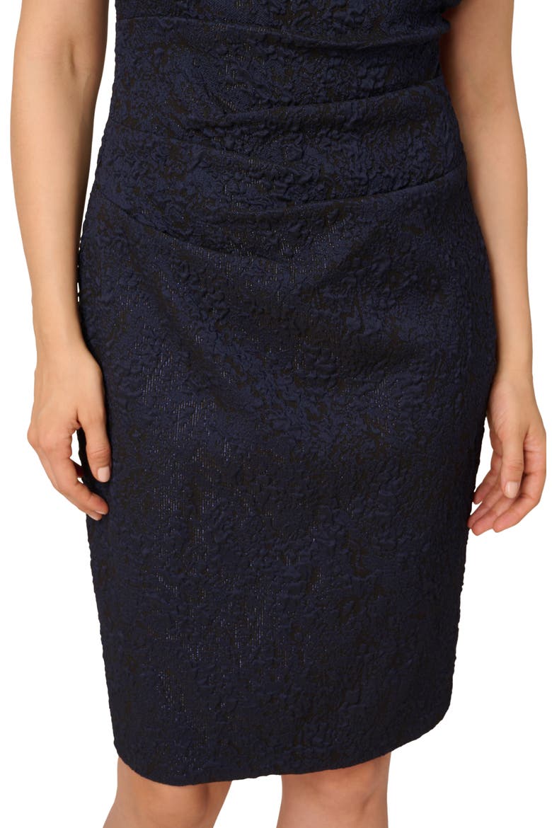 Metallic Asymmetric Jacquard Sheath Dress, Alternate, color, BLUE/ BLACK