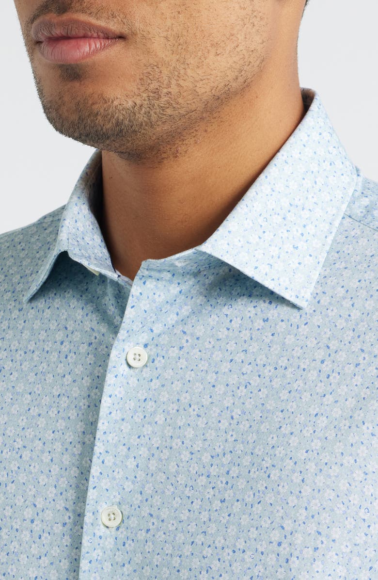 Bugatchi Miles OoohCotton<sup>®</sup> Print Short Sleeve Button-Up Shirt, Alternate, color, Seafoam
