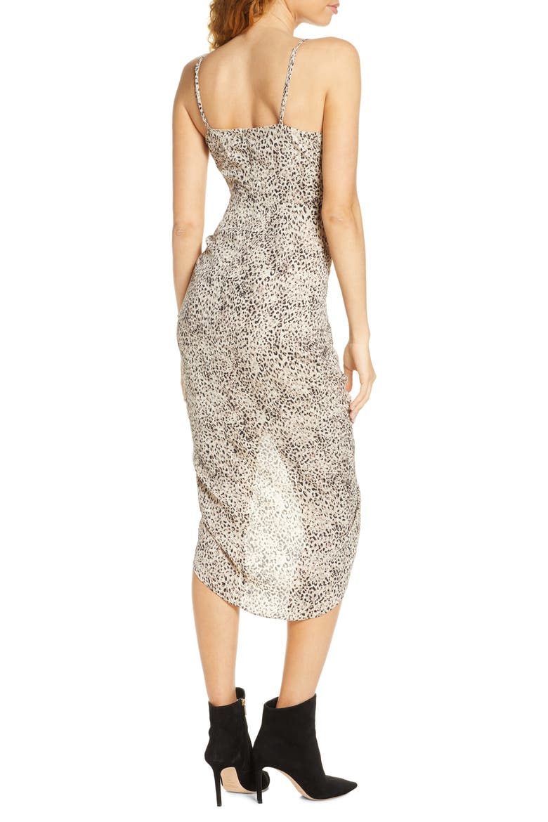 BB Dakota On the Prowl Party Animal Print Ruched Dress, Alternate, color, TAUPE