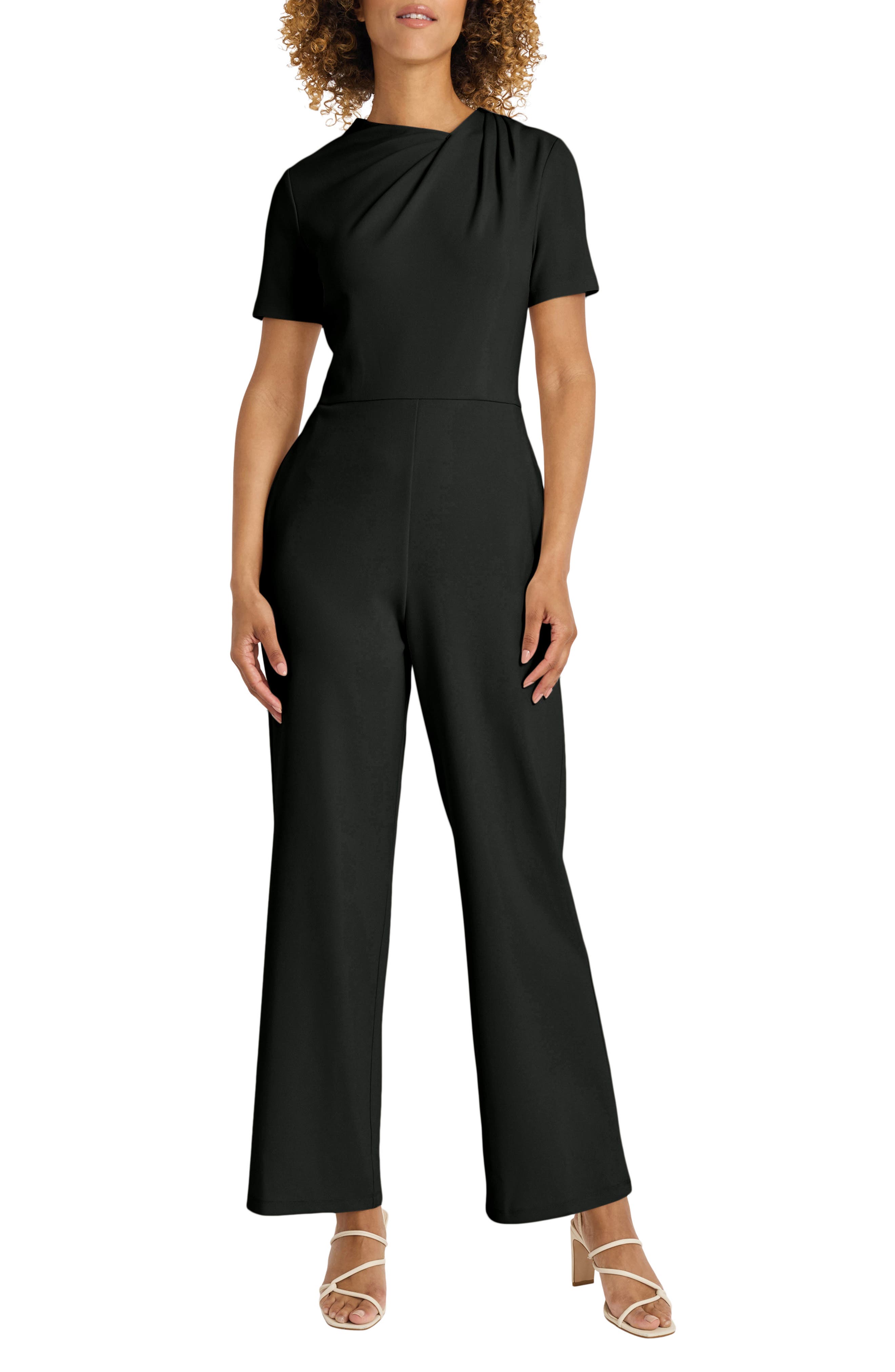 Maggy London Twist Neck Short Sleeve Jumpsuit
