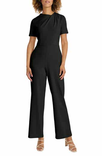 Maggy London Twist Neck Short Sleeve Jumpsuit
