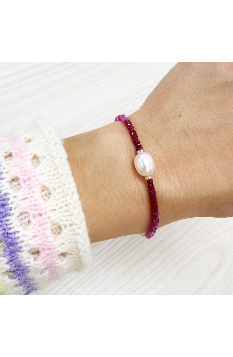 The Lovery Fine Jewelry Ruby Ombre Bead Pearl Bracelet, Alternate, color, Ruby