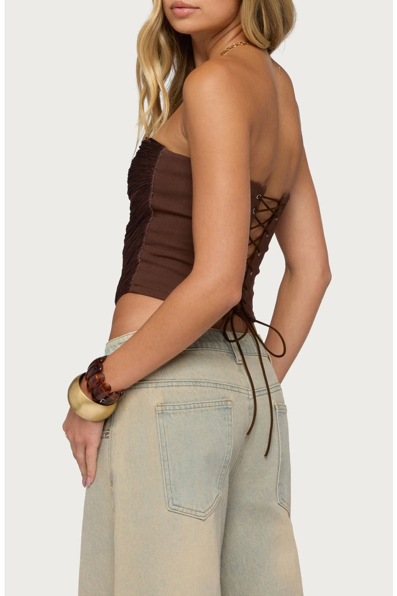 Raddix Fringe Strapless Corset Top, Alternate, color, BROWN