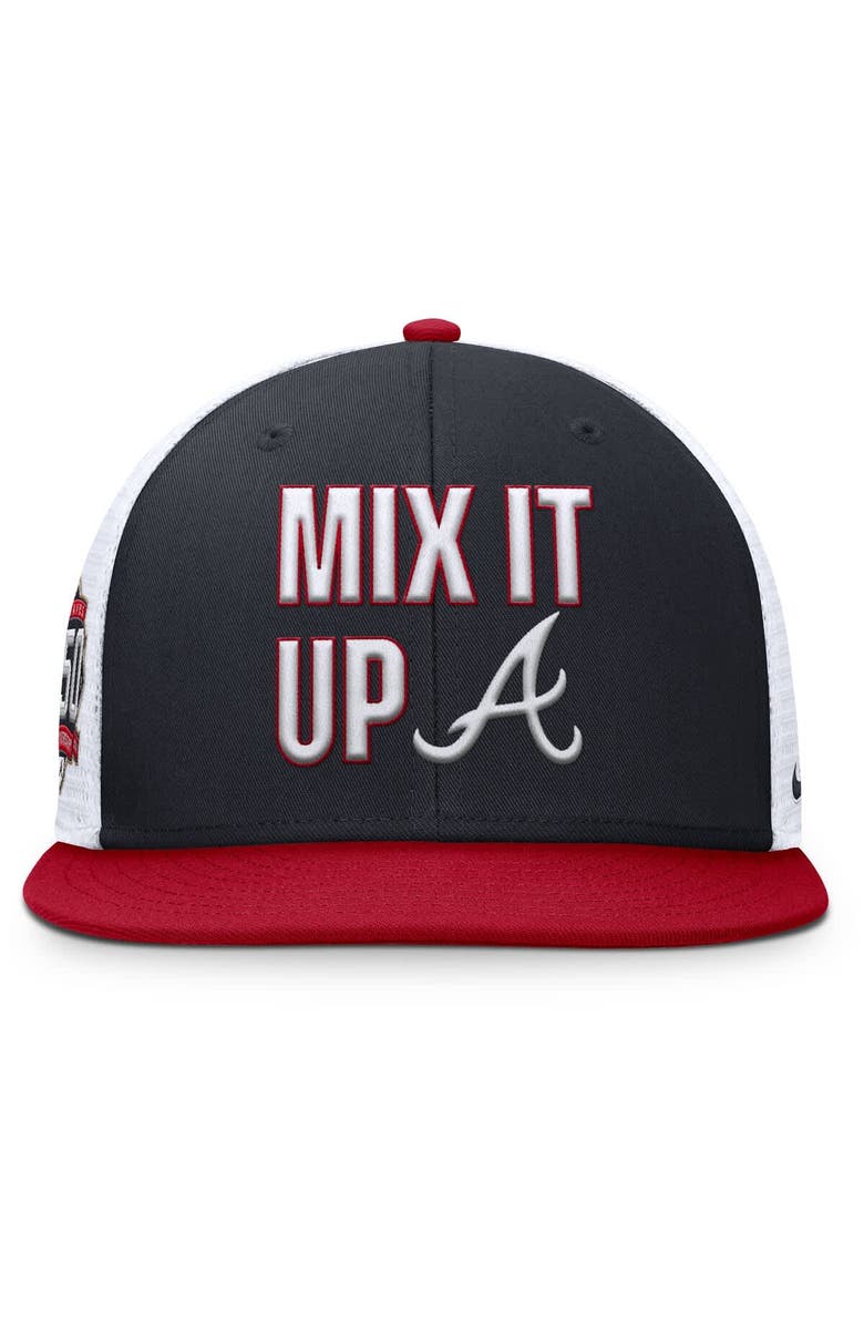 Nike Men's Nike  Navy/Red Atlanta Braves Pro Performance Trucker Snapback Hat, Alternate, color, 