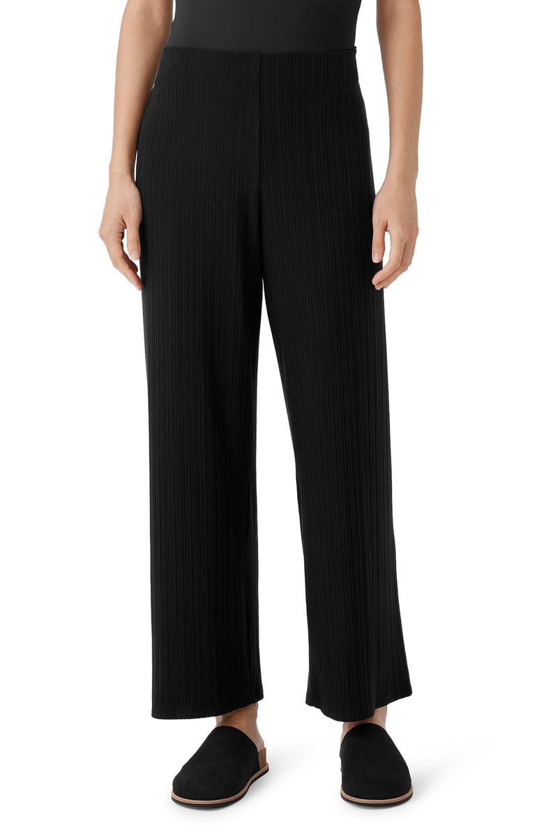 Eileen Fisher Rib Wide Leg Ankle Pants, Main, color, 
