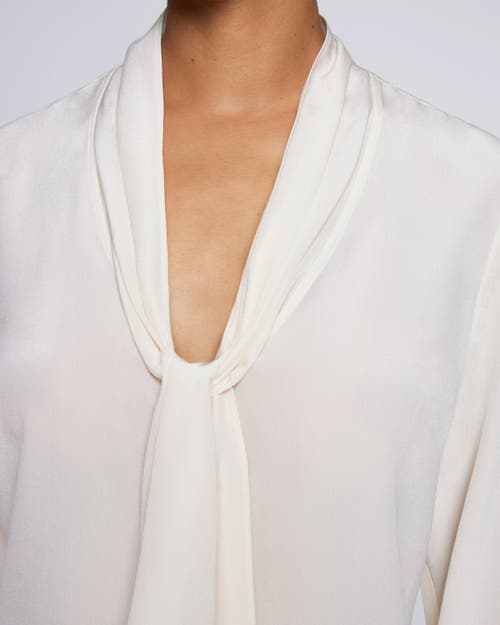 Santorelli Amanda Tie-neck Silk Chiffon Blouse In Beige