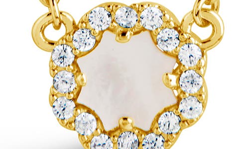 Sterling Forever Bezel Cubic Zirconia Rose Petal Pendant Necklace In Gold