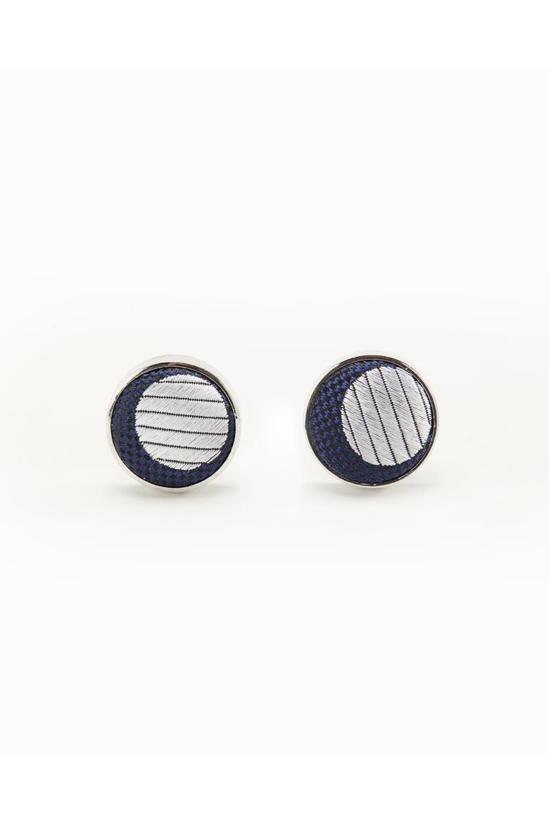 Polka Dot Silk Cufflinks, Main, color, Navy