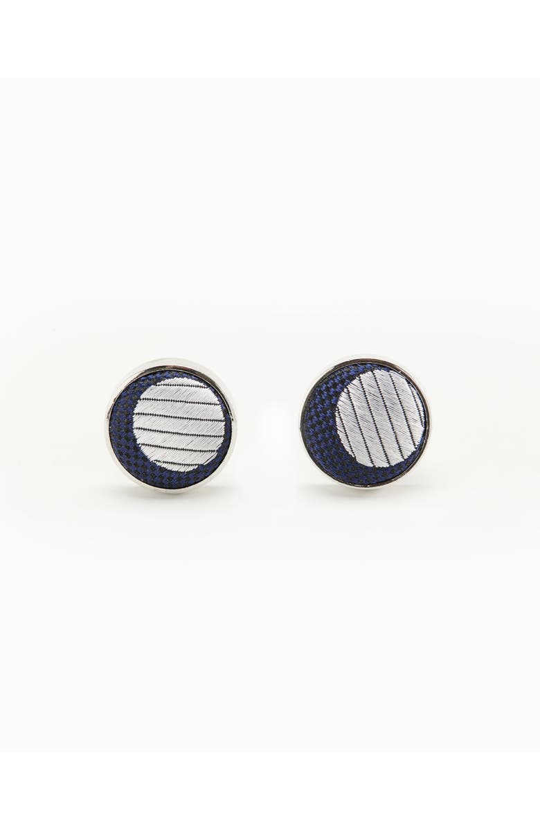 Knottery & Co Polka Dot Silk Cufflinks, Main, color, Navy